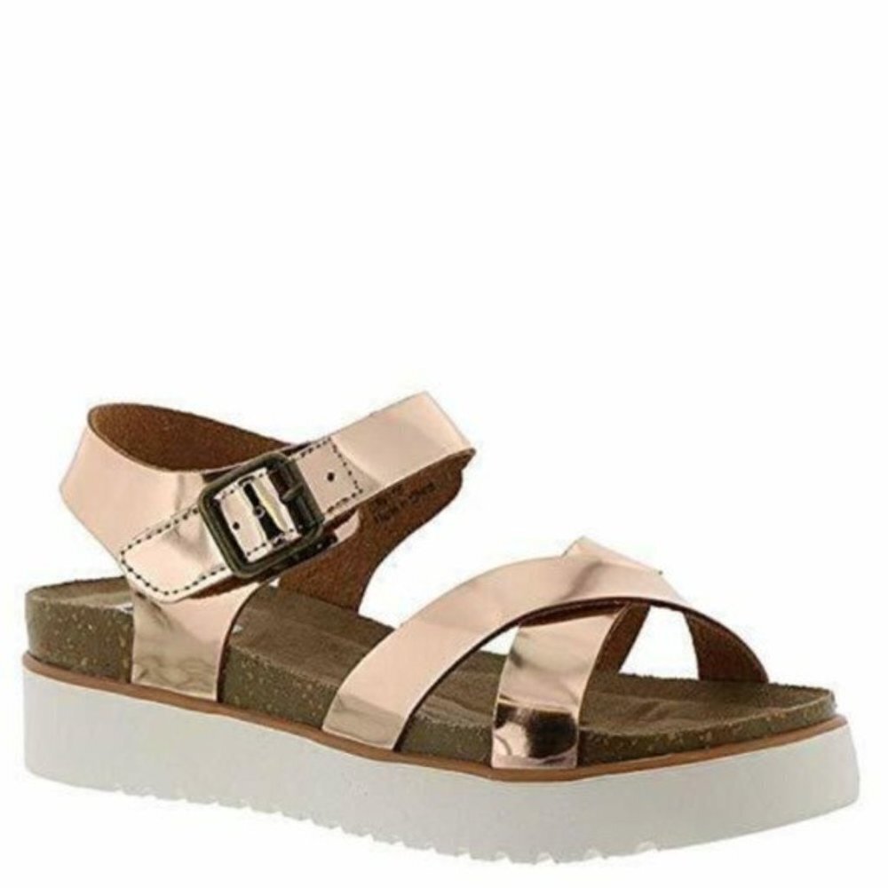 Not Rated Rose Gold Strappy Platform Sandals Size 6 Big Girl